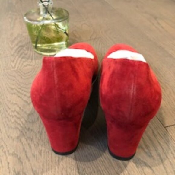 Stuart Weitzman Suede Leather Shoes Red Size 9 - Picture 3 of 4